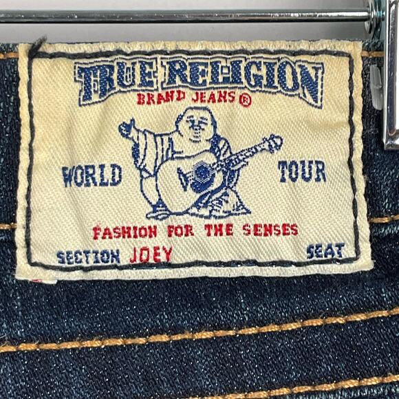 True Religion Womens Jeans Joey Twisted Seam Flare Leg Bootcut Dark Wash 26 x 32 - Picture 10 of 16